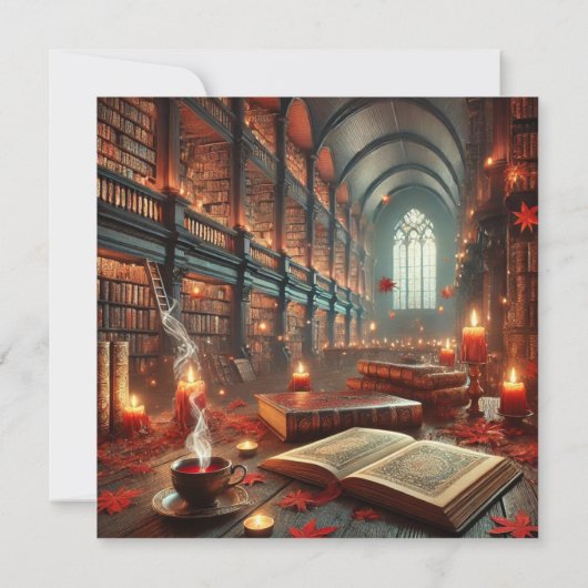 Printable Autumnal Whimsigoth Library Scrapbook Einladung (Rückseite)