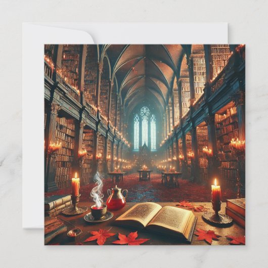 Printable Autumnal Whimsigoth Library Scrapbook Einladung (Vorderseite)
