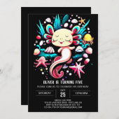 Printable Axolotl Custom Geburtstag Einladung (Vorne/Hinten)