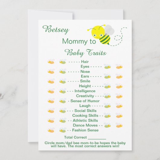 Printable Baby Shower Game Baby Tracks Karten (Vorderseite)