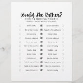 Printable Baby Shower Game: Would She Rather?  Briefbogen (Vorderseite)