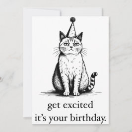 Printable Birthday Card, Funny Cat Birthday Feiertagskarte
