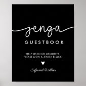 Printable Black Wedding Jenga Gästebuchsigne Poster (Vorne)