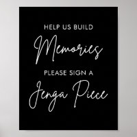 Printable Black Wedding Jenga Gästebuchsigne