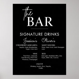 Printable Black Wedding Signature Drink Bar Sign Poster