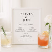 Printable Black White Wedding Signature Drink Sign Poster