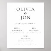 Printable Black White Wedding Signature Drink Sign Poster (Vorne)