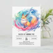 Printable Bohemisch Fox Birthday Einladung (Stehend Vorderseite)
