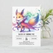 Printable Bohemisch Fox Birthday Einladung (Stehend Vorderseite)