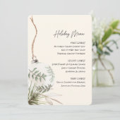 Printable Boho Ornament Holiday Menü Einladung (Stehend Vorderseite)