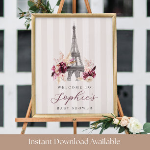 Printable Bonjour Bébé Baby Dusche Begrüßungszeich Poster