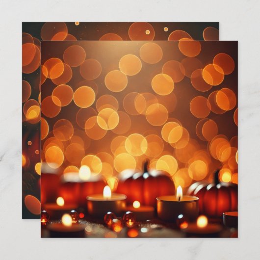 Printable Candle Lit Pumpkins Bokeh Scrapbook Einladung (Vorne/Hinten)