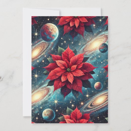Printable Celestial Poinsettia Pattern Scrapbook Einladung (Rückseite)