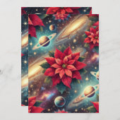 Printable Celestial Poinsettia Pattern Scrapbook Einladung (Vorne/Hinten)