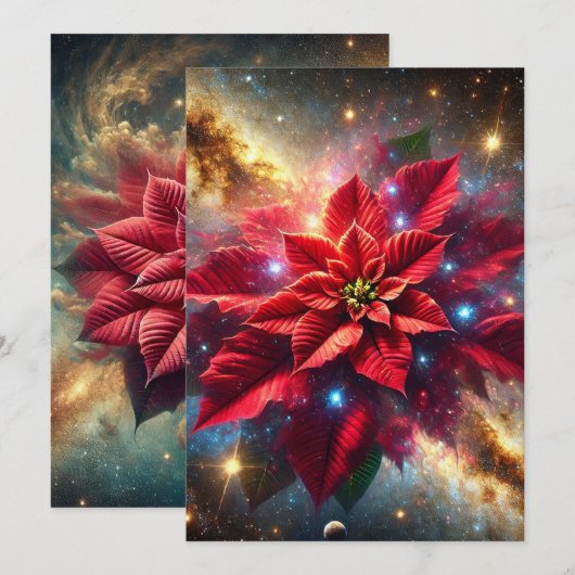 Printable Celestie Poinsettia Floral Scrapbooking Einladung (Vorne/Hinten)