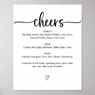 Printable Cheers Wedding Bar Sign Menu Poster