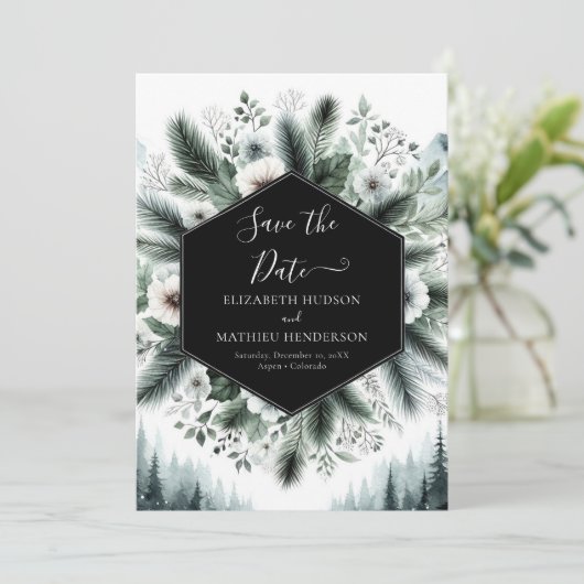 Printable Chic Mountain Wedding Save The Date (Stehend Vorderseite)
