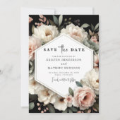 Printable Chic Pink Floral Wedding Save The Date (Vorderseite)
