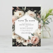 Printable Chic Pink Floral Wedding Save The Date (Stehend Vorderseite)