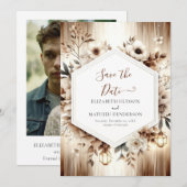 Printable Chic Rustic Wedding Save The Date (Vorne/Hinten)