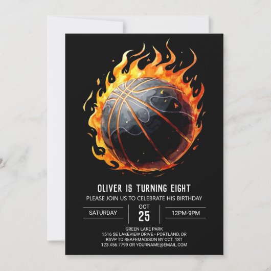 Printable Chic Sport Basketball Geburtstag Einladung (Vorderseite)