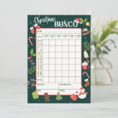 Printable Christmas Bunco Score Cards Sheets Einladung (Stehend Vorderseite)