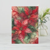 Printable Classic Festive Alcohol Ink Poinsettia Einladung (Stehend Vorderseite)