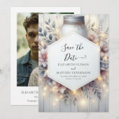 Printable Classic Mason Jar Wedding Save The Date (Vorne/Hinten)