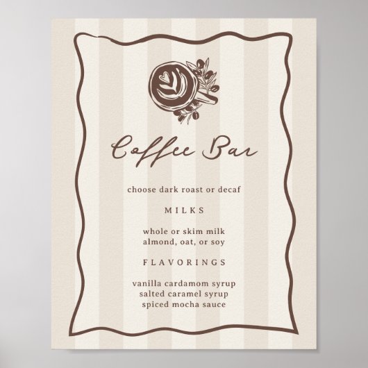 Printable Coffee Bar Menu Sign Poster (Vorne)