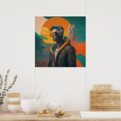 Printable Coole Collage Art Ein Mann erscheint Poster (Küche)