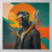 Printable Coole Collage Art Ein Mann erscheint Poster (Vorne)