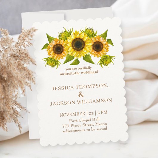 Printable Custom Wedding Card, sunflower  Einladung