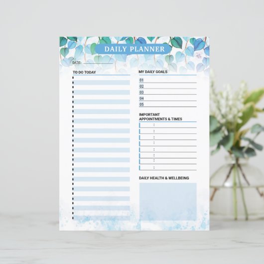 Printable Daily Planner Template (Stehend Vorderseite)