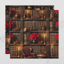 Printable Dark Academia Poinsettia - Bibliothek Einladung