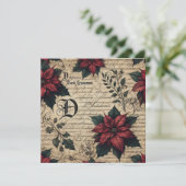 Printable Dark Academia Poinsettia Perchpapier Einladung (Stehend Vorderseite)