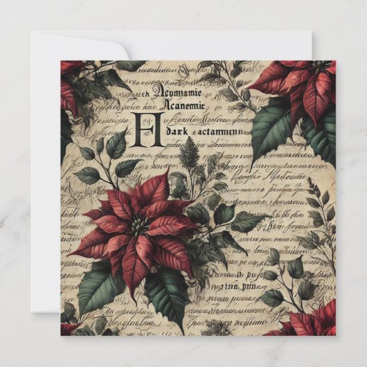 Printable Dark Academia Poinsettia Perchpapier Einladung (Rückseite)