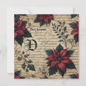 Printable Dark Academia Poinsettia Perchpapier Einladung (Vorderseite)