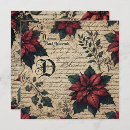 Printable Dark Academia Poinsettia Perchpapier Einladung