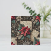Printable Dark Academia Poinsettia Stationery Einladung (Stehend Vorderseite)