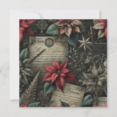 Printable Dark Academia Poinsettia Stationery Einladung (Rückseite)