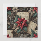 Printable Dark Academia Poinsettia Stationery Einladung (Vorderseite)