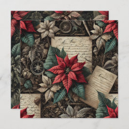 Printable Dark Academia Poinsettia Stationery Einladung