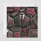 Printable Dark Academia Uniform Poinsettia Paper Einladung (Rückseite)