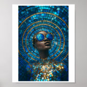 Printable Dark Skin Bald Frauen Imitate Mosaic 061 Poster (Vorne)