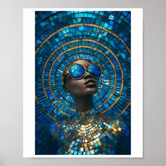 Printable Dark Skin Bald Frauen Imitate Mosaic 061 Poster (Vorne)