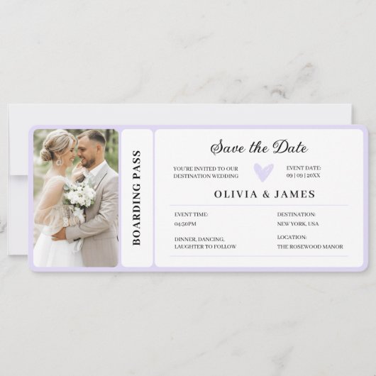 Printable Destination Wedding Boarding Pass  Invit Einladung (Vorderseite)