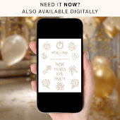 Printable Doodles Gold Welcome to New Year Party Poster