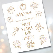 Printable Doodles Gold Welcome to New Year Party Poster
