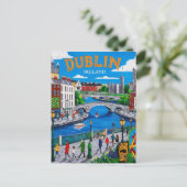 Printable Dublin Ireland Travel Art Vintag Postkarte (Stehend Vorderseite)