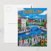 Printable Dublin Ireland Travel Art Vintag Postkarte (Vorne/Hinten)